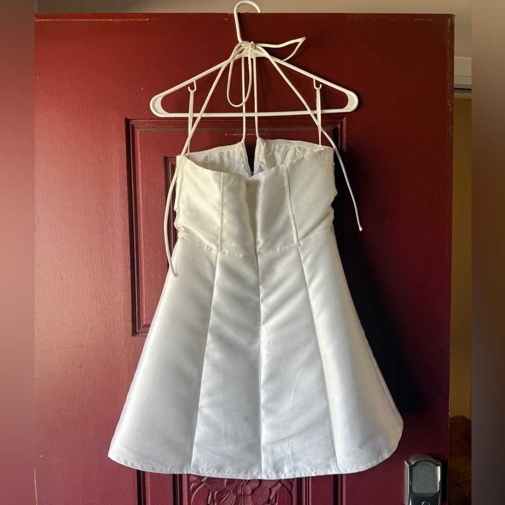 Chloe Dao Boutique Ivory Strapless Rosette Cocktail Dress Bridal Shower Size S - Picture 4 of 5